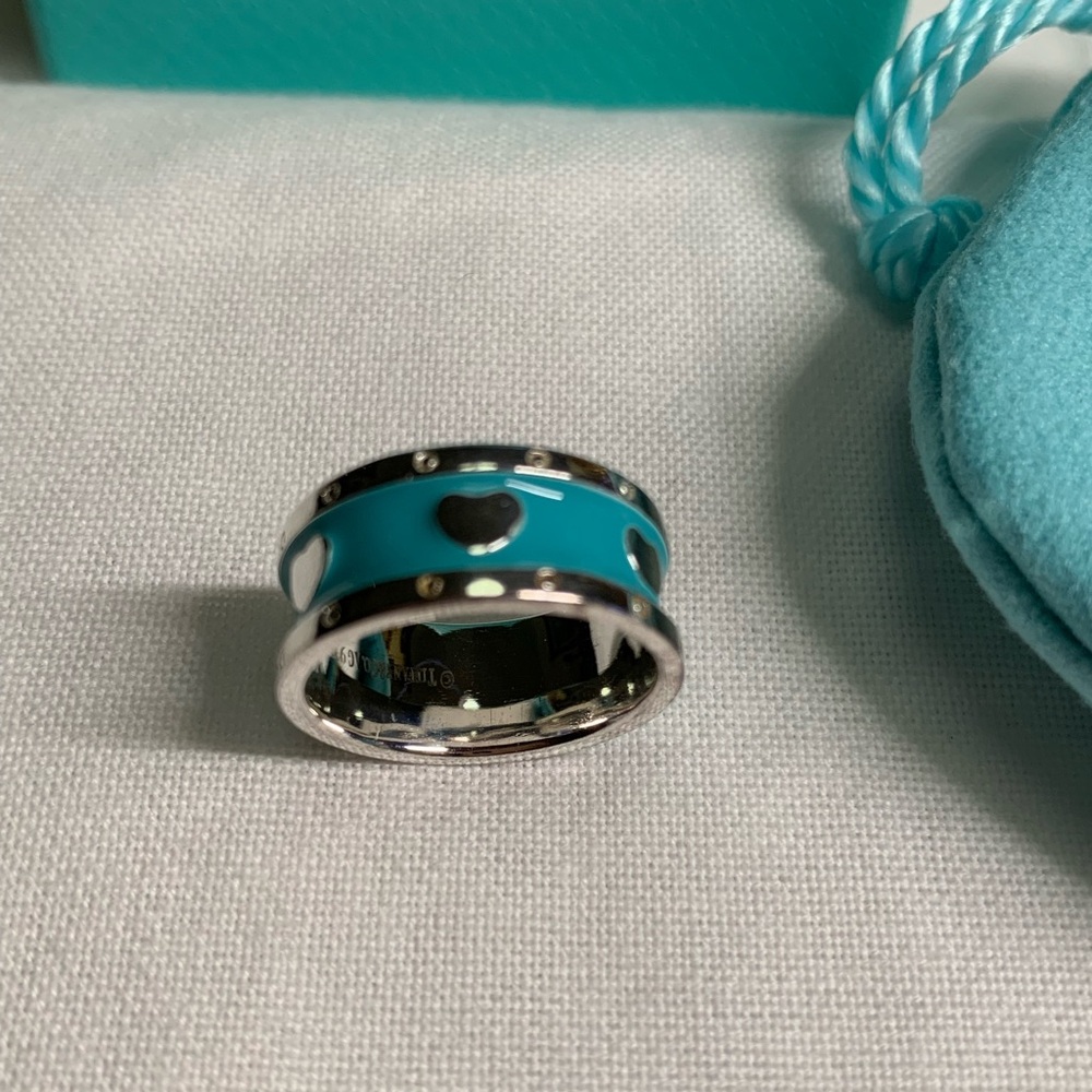 Tiffany & Co. Silver Band with Blue Accent